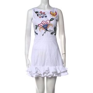 Fanm Mon White Floral Embroidered Dress